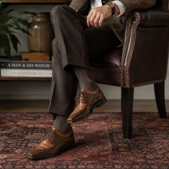 Johnston & Murphy Oxford Derby Shoes Mens 9.5M Brown Two-Tone Split Toe Leather main image 8
